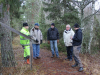 Möte i området före start, fr.v Per Brundell Entreperör, Sören Eriksson markägare, Mats Enström HHF, Jan Dahlin HHF, Ellen Samuelsson Skogsstyrelsen.